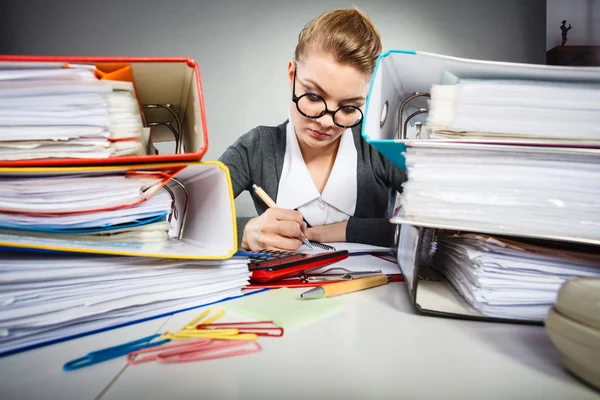 Busy clerk during work.