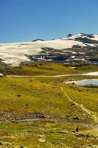 Paisaje Montañoso Verano Con Picos Nevados Glaciares Ruta Turística Nacional — Foto de Stock