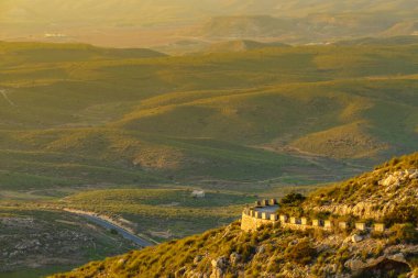Sahil manzarası, Mesa Roldán burnu Almerya, Endülüs İspanya. Cabo de Gata Doğal Parkı.
