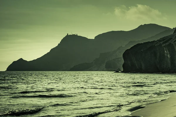 Playa Monsul Paisaje Costero Parque Natural Del Cabo Gata Nijar —  Fotos de Stock