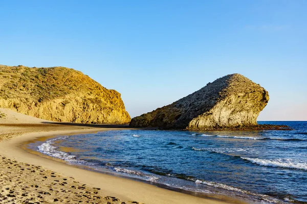 Strand Von Monsul Meereslandschaft Naturpark Cabo Gata Nijar Provinz Almeria — Stockfoto