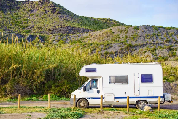 Camper Car Camping Coastal Nature Spain Murcia Region Calblanque Regional — Stock Photo, Image