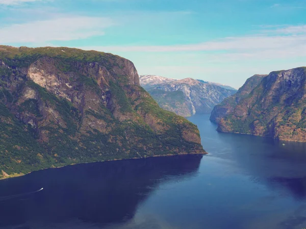 Aurlandsfjord Fjord Landschap Noorwegen Scandinavië Nationale Toeristische Route Aurlandsfjellet — Stockfoto