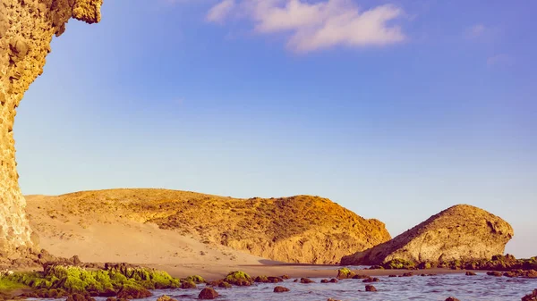 Strand Von Monsul Meereslandschaft Naturpark Cabo Gata Nijar Provinz Almeria — Stockfoto