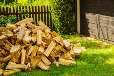 Dışarıda odun yığını var. Kış için hazırlık.