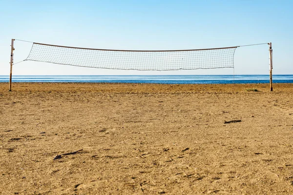 Volleyboll Sommar Sportutrustning Nättråd Sandstrand Utomhus Aktiv Livsstil — Stockfoto