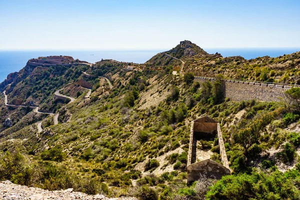 Miejscowości Turystyczne Hiszpanii Obszar Fortyfikacji Battery Castillitos Pobliżu Cartagena Cabo — Zdjęcie stockowe