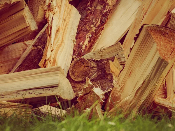 Stack Chopped Firewood Preparation Winter — Stock Photo, Image