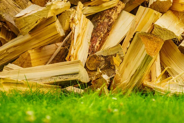 Stack Chopped Firewood Preparation Winter — Stock Photo, Image