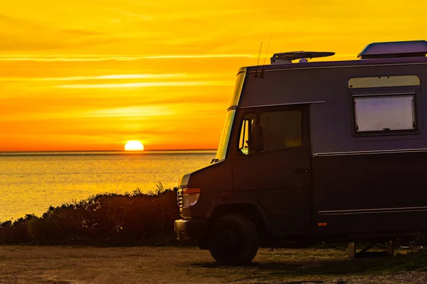 Camper Lever Soleil Sur Côte Méditerranéenne Costa Del Sol Andalousie — Photo