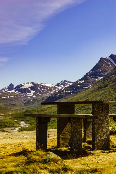 Miejsce Piknik Miejsca Postoju Lato Góry Krajobraz Norwegii National Tourist — Zdjęcie stockowe