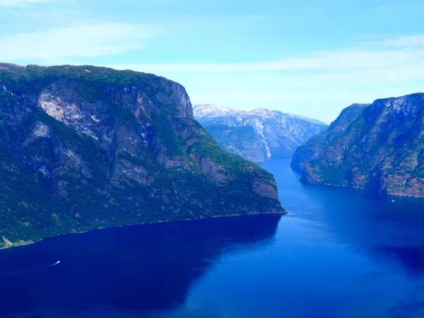 Aurlandsfjord Fjord Landscape Norway Scandinavia National Tourist Route Aurlandsfjellet — Stock Photo, Image