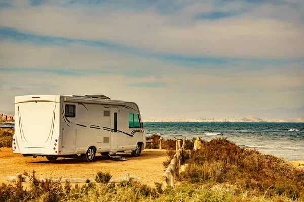 Camper Camping Medanean Coast Seaside Spanish Santa Pola City Costa — стоковое фото