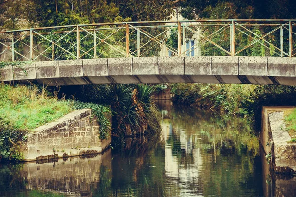 法国的Coulon镇有旧石桥的河景 Deux Sevres New Aquitaine Region 旅游地点 — 图库照片