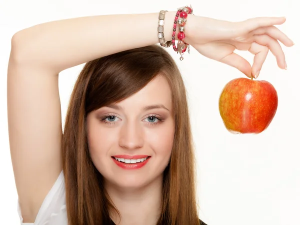 Girl holding apple — Stock Photo, Image