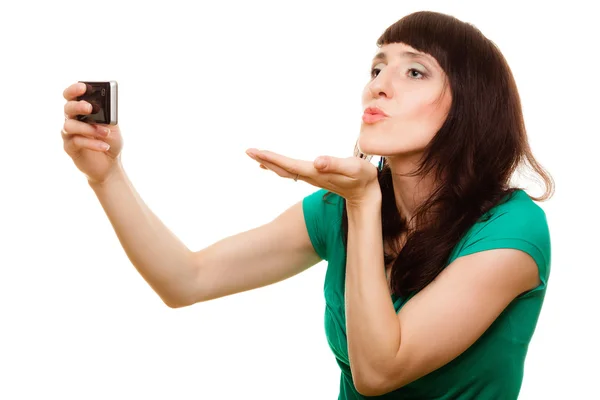 Happy woman taking self picture — Stock Photo, Image