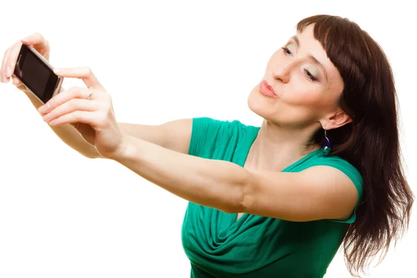 Happy woman taking self picture — Stock Photo, Image