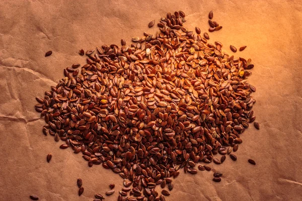 Heap of flax seeds linseed closeup — Stock Photo, Image