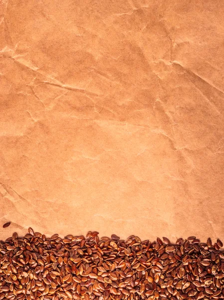 棕色生亚麻籽亚麻籽边框框架 — 图库照片