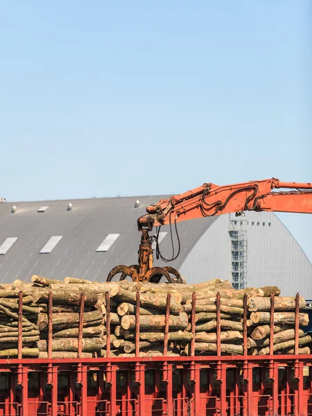 Stapel van logs in de haven klaar voor het laden van schepen — Stockfoto