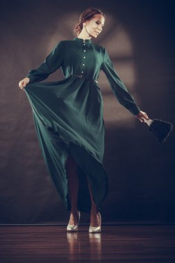 Vintage Bayan tüy fan ile