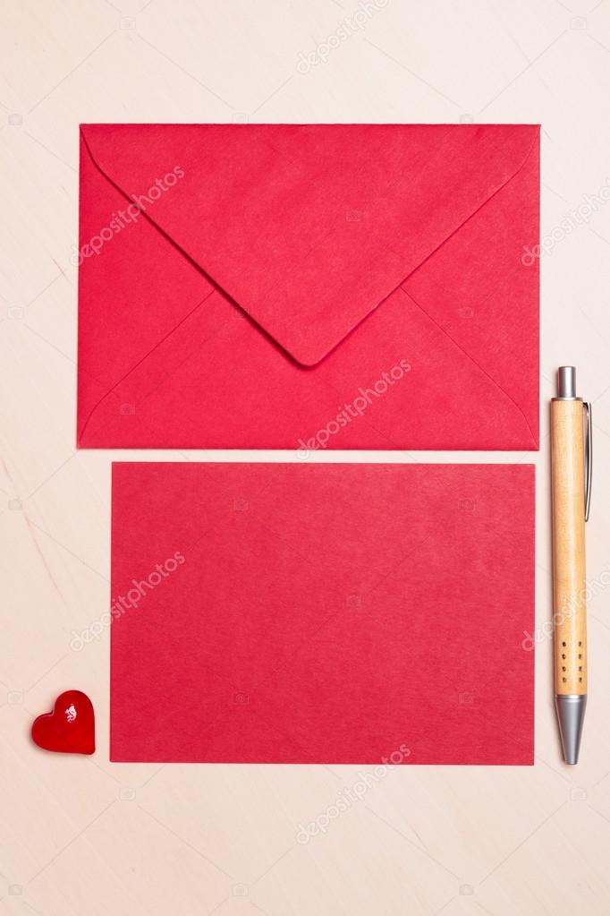 Blank red paper and envelope