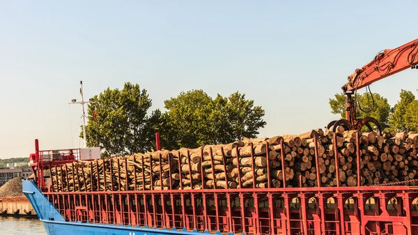 Pile de grumes au port prêt pour le chargement sur les navires — Photo