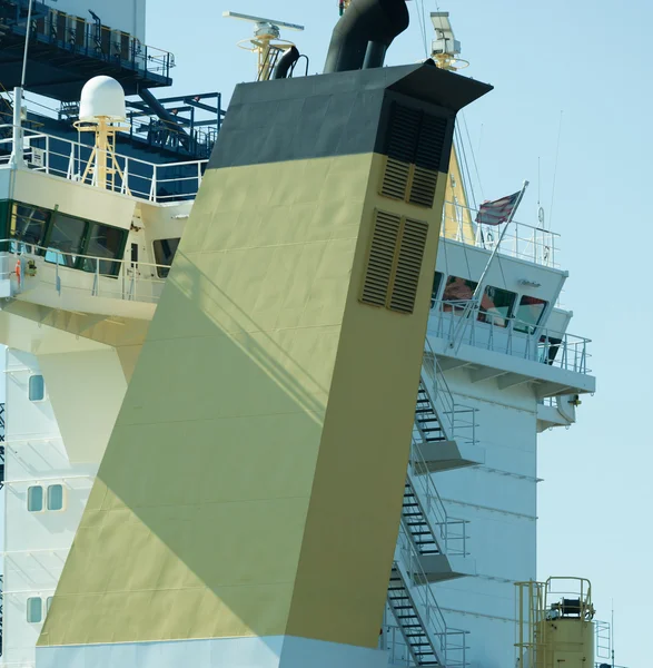 Big yellow ship funnel. — Stock Photo, Image