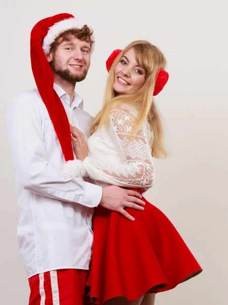 Happy cute couple woman and man. Christmas.