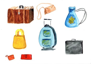 Çeşitli çanta, cüzdan ve sırt çantaları