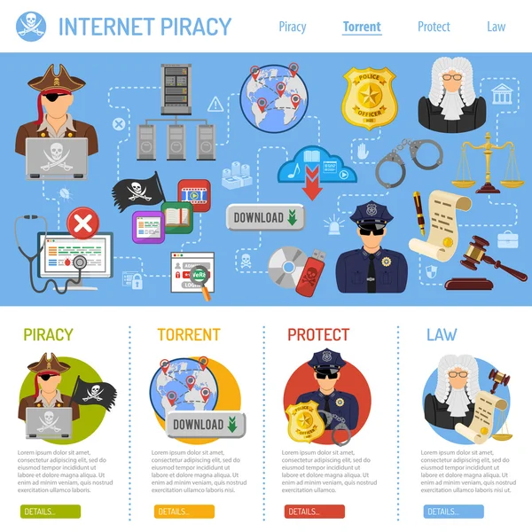 Internet Piracy Concept — Stock Vector