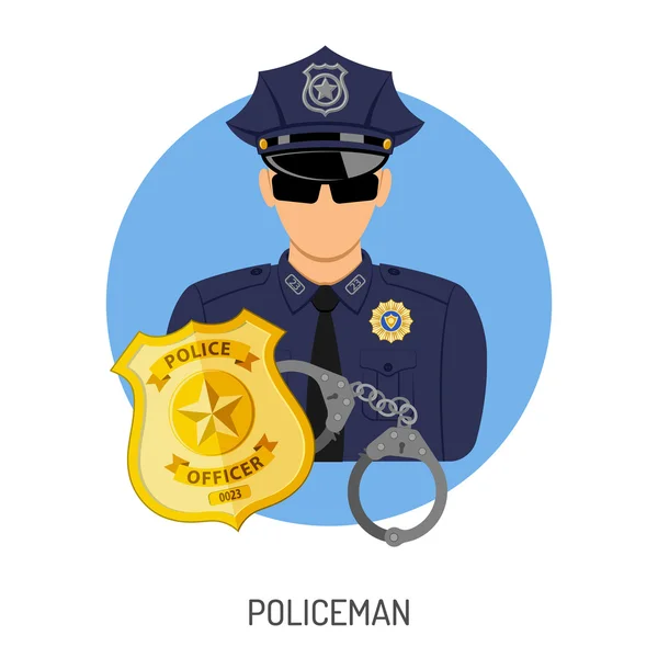 Politieagent pictogram met Badge — Stockvector