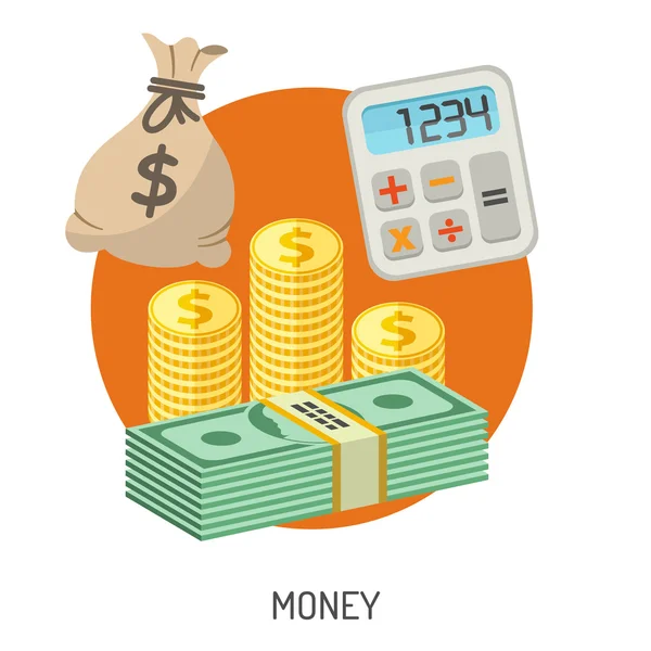 Χρήματα και οικονομικών επίπεδη εικονίδια — Διανυσματικό Αρχείο
