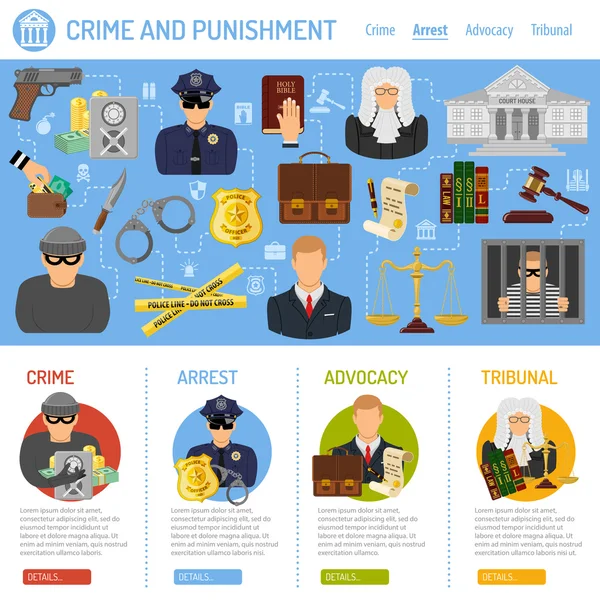 Concepto de Crimen y Castigo — Vector de stock