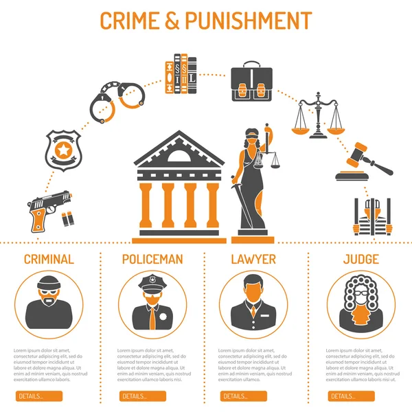 Concept de crime et de peine — Image vectorielle