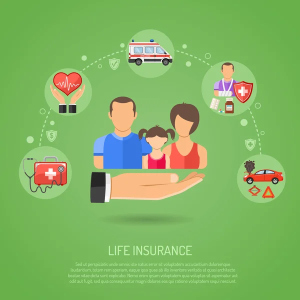Concetto di assicurazione vita — Vettoriale Stock