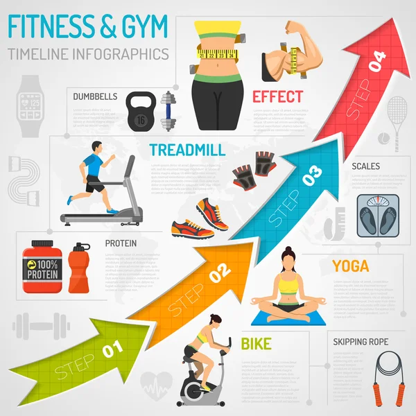 Fitness and Gym Timeline Infographics — Stock Vector