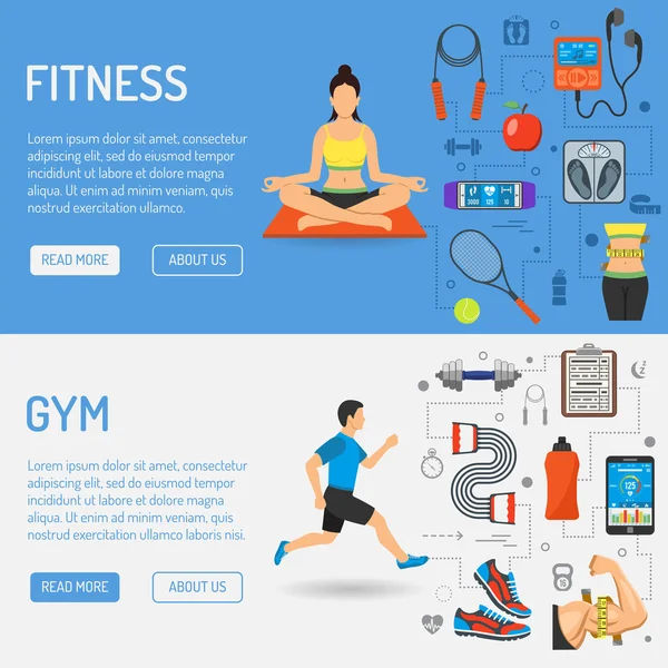 Fitness και γυμναστήριο πανό — Διανυσματικό Αρχείο