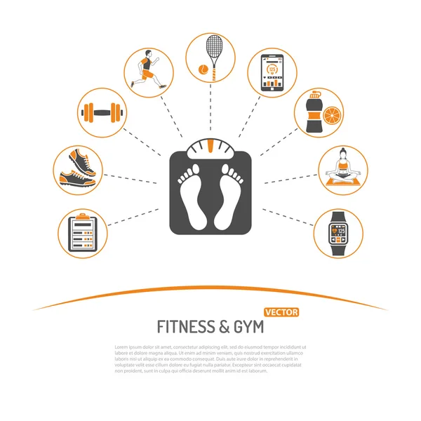 Fitness and Gym Concept — Stock Vector