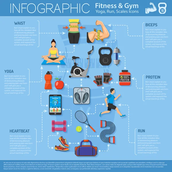 Fitness ve spor salonu Infographics — Stok Vektör