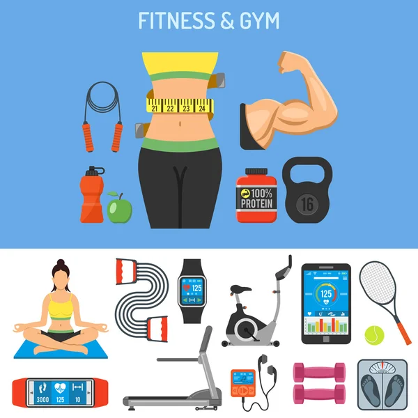 Fitness and Gym Concept — Stock Vector