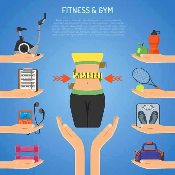 Fitness and Gym Concept — Stock Vector