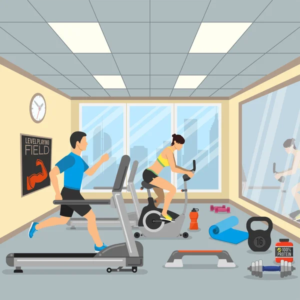 Fitness και γυμναστήριο έννοια — Διανυσματικό Αρχείο