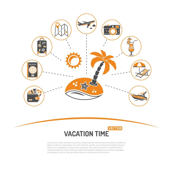 Concepto de tiempo de vacaciones y turismo — Vector de stock