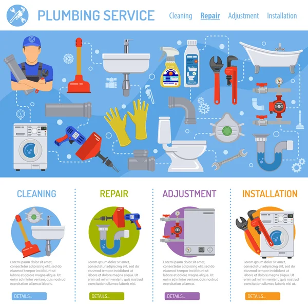 Servicio de fontanería Infografías — Vector de stock