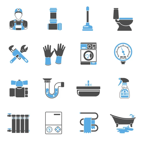 Sanitär Service Icons Aufkleber Set — Stockvektor