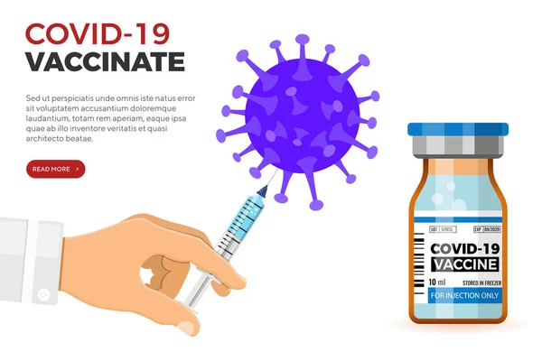 Γιατρός Σύριγγα Στο Χέρι Εμβολιάζει Τον Covid Εμβόλιο Του Κερατοειδούς — Διανυσματικό Αρχείο