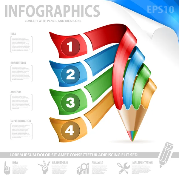 Pencil and Infographic — 图库矢量图片