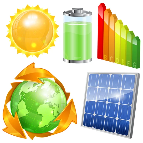 Set di energia verde — Vettoriale Stock