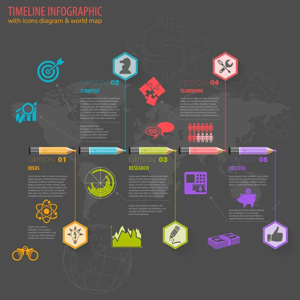 Idővonal Infografika — Stock Vector